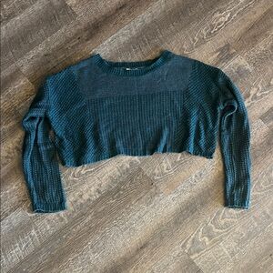 silence + noise Teal Cropped Knit Sweater
